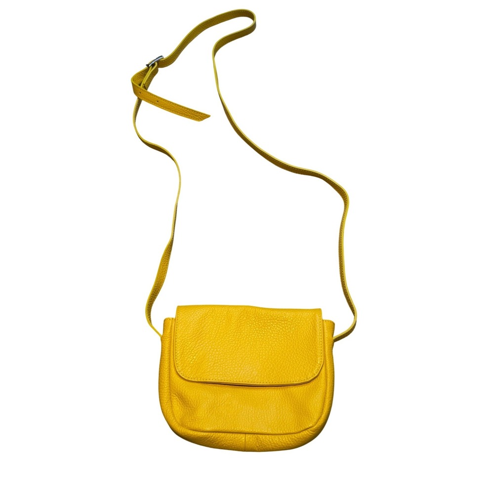 Moscardini Firenze Yellow Pebbled Leather Crossbody Bag Made in Italy‎ Small